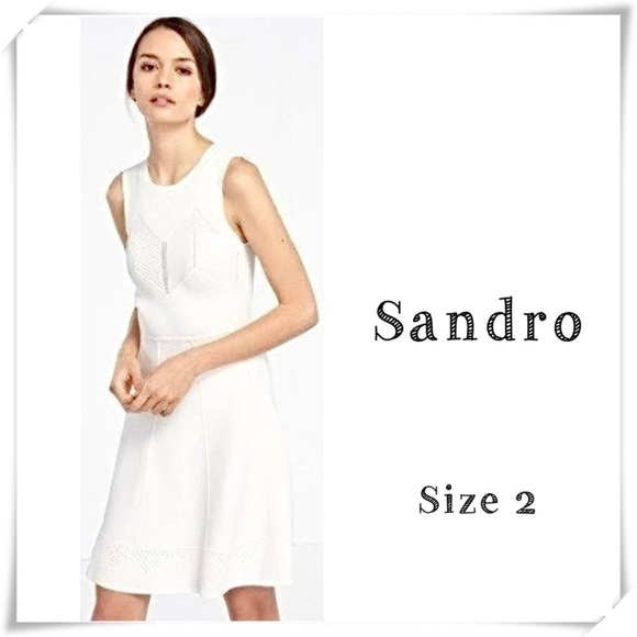 SANDRO Paris Areva Knit Sleeveless Dress in White R1632E-11 - Picture 1 of 7